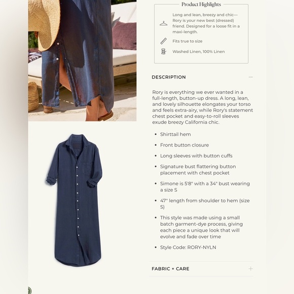 Frank & Eileen Rory Shirtdress Maxi Dress In Olive Size XL Washed Linen Made USA - Picture 15 of 16